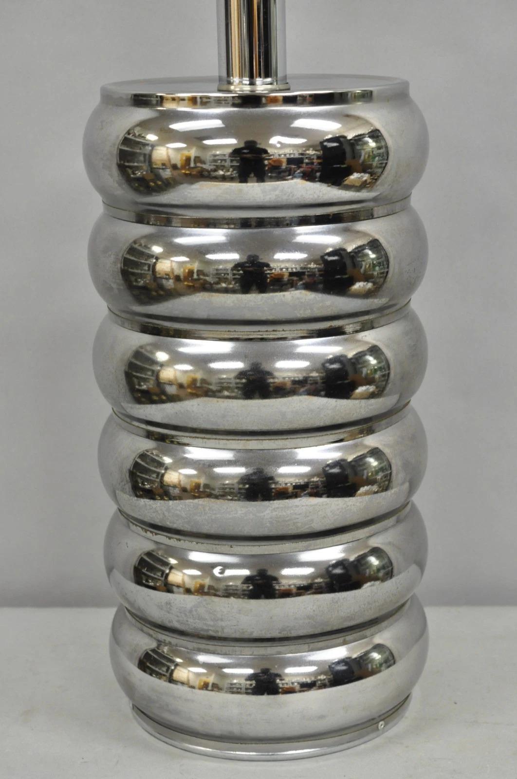 Mid-Century Modern Vintage Mid Century Modern George Kovacs Stacked Ball Chrome Gunmetal Table Lamp For Sale