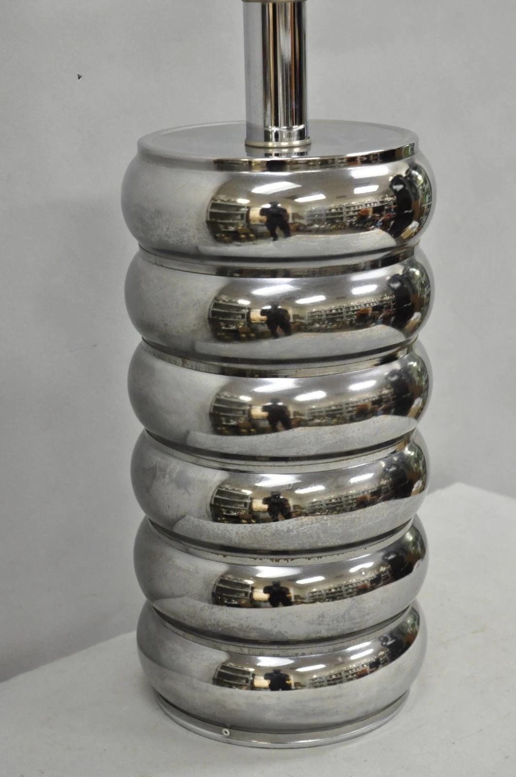 Unknown Vintage Mid Century Modern George Kovacs Stacked Ball Chrome Gunmetal Table Lamp For Sale