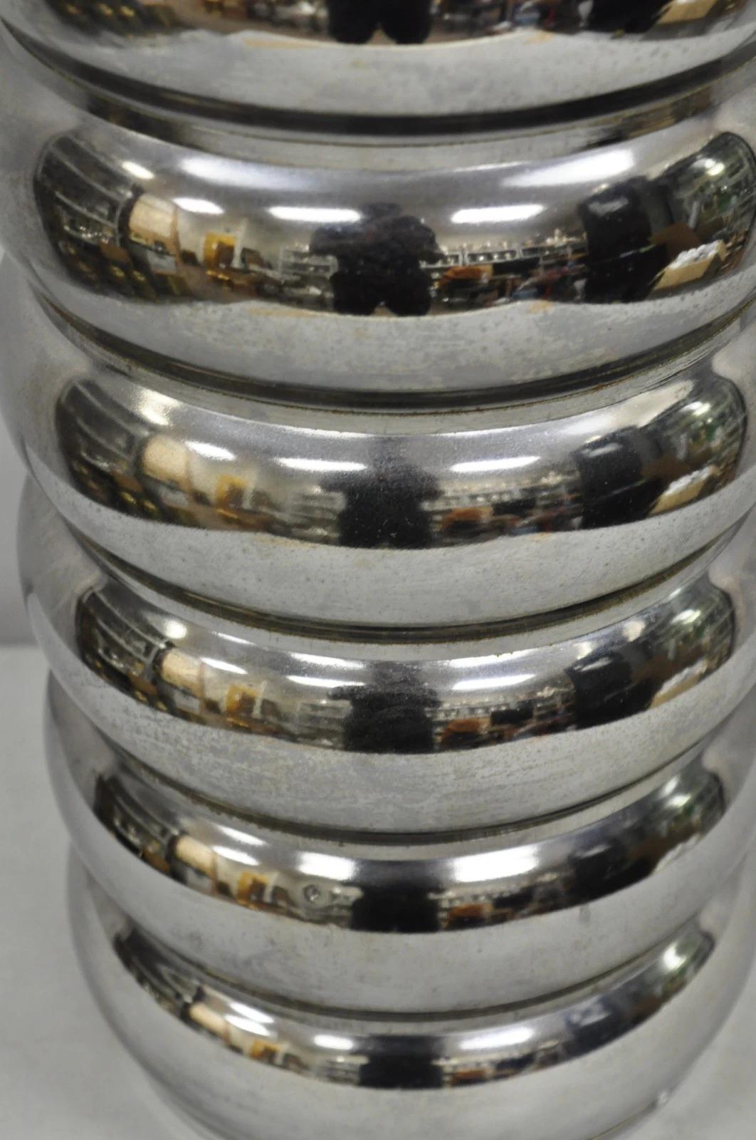 Vintage Mid Century Modern George Kovacs Stacked Ball Chrome Gunmetal Table Lamp In Good Condition For Sale In Philadelphia, PA