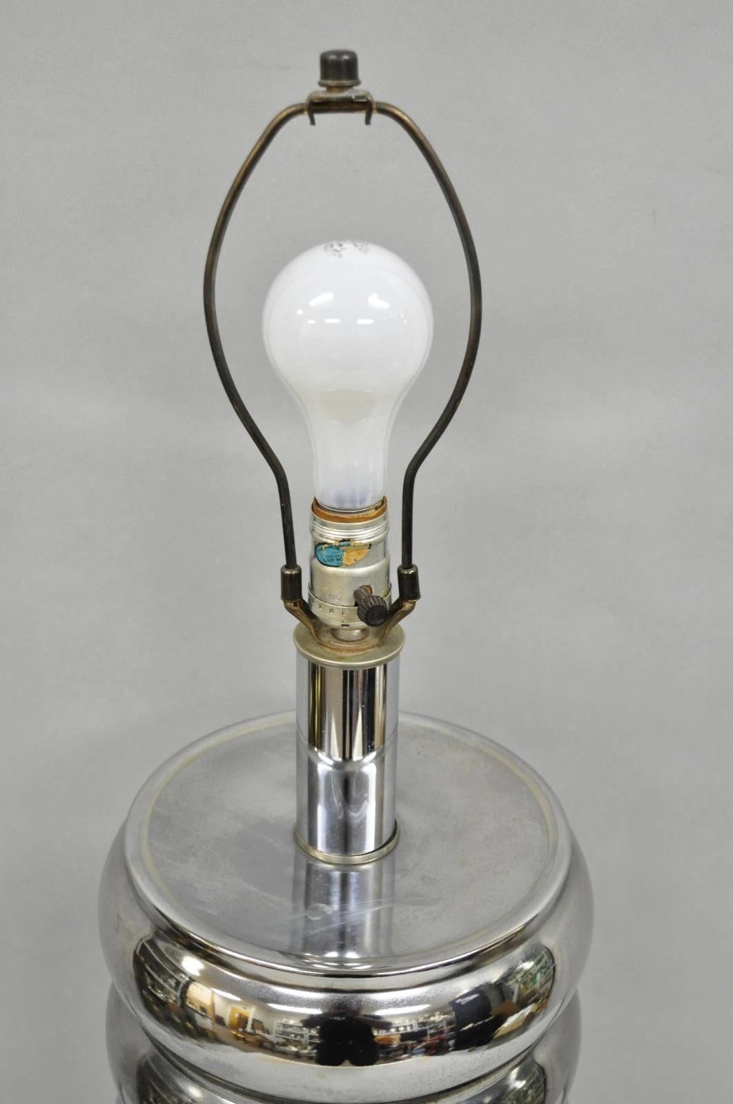 Vintage Mid Century Modern George Kovacs Stacked Ball Chrome Gunmetal Table Lamp For Sale 1
