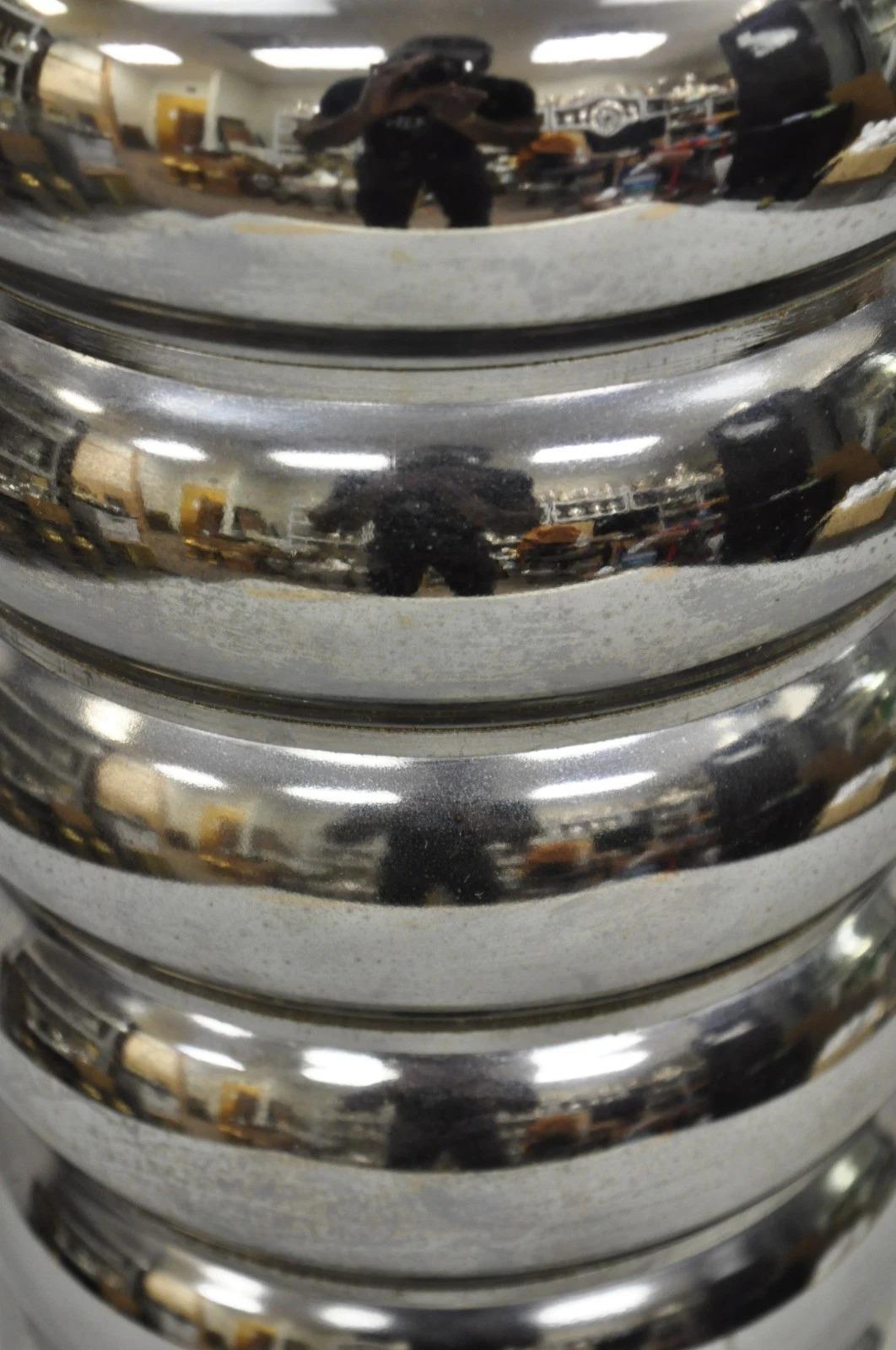 Vintage Mid Century Modern George Kovacs Stacked Ball Chrome Gunmetal Table Lamp For Sale 3