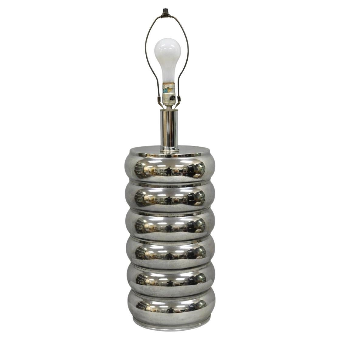 Vintage Mid Century Modern George Kovacs Stacked Ball Chrome Gunmetal Table Lamp For Sale