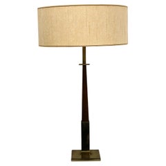 Vintage Mid-Century Modern Gerald Thurston Lightolier Table Lamp Walnut Brass