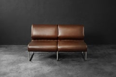 Vintage Mid-Century Modern German 2-Seater Brown Steel Frame Lounge Sofa, 1970s