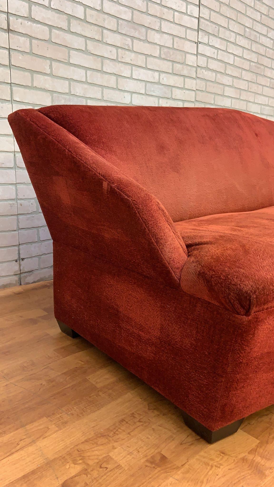 Vintage Mid-Century Modern Gio Ponte Style 3 Seat Velvet Sofa by Angelo Donghia 4