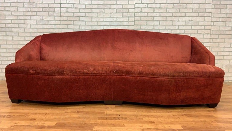 Vintage Mid-Century Modern Gio Ponte Style 3 Seat Velvet Sofa by Angelo  Donghia at 1stDibs