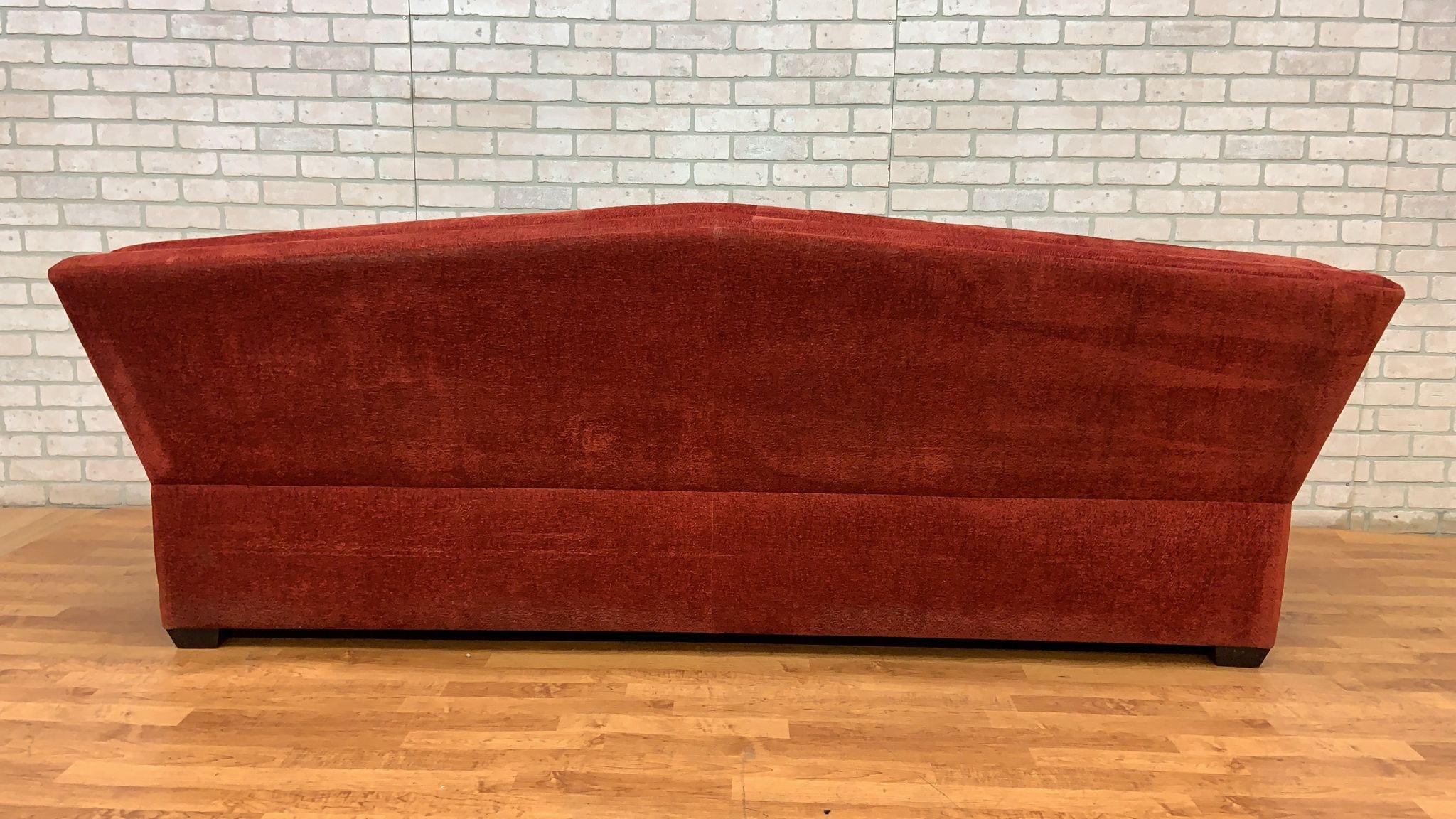 Late 20th Century Vintage Mid-Century Modern Gio Ponte Style 3 Seat Velvet Sofa by Angelo Donghia