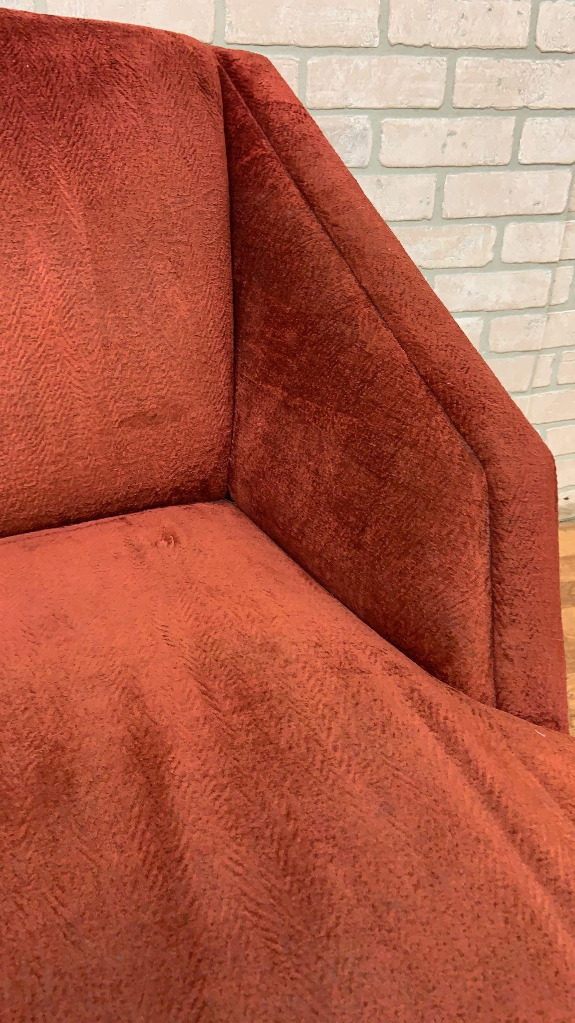 Vintage Mid-Century Modern Gio Ponte Style 3 Seat Velvet Sofa by Angelo Donghia 3