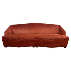 Vintage Mid-Century Modern Gio Ponte Style 3 Seat Velvet Sofa by Angelo Donghia