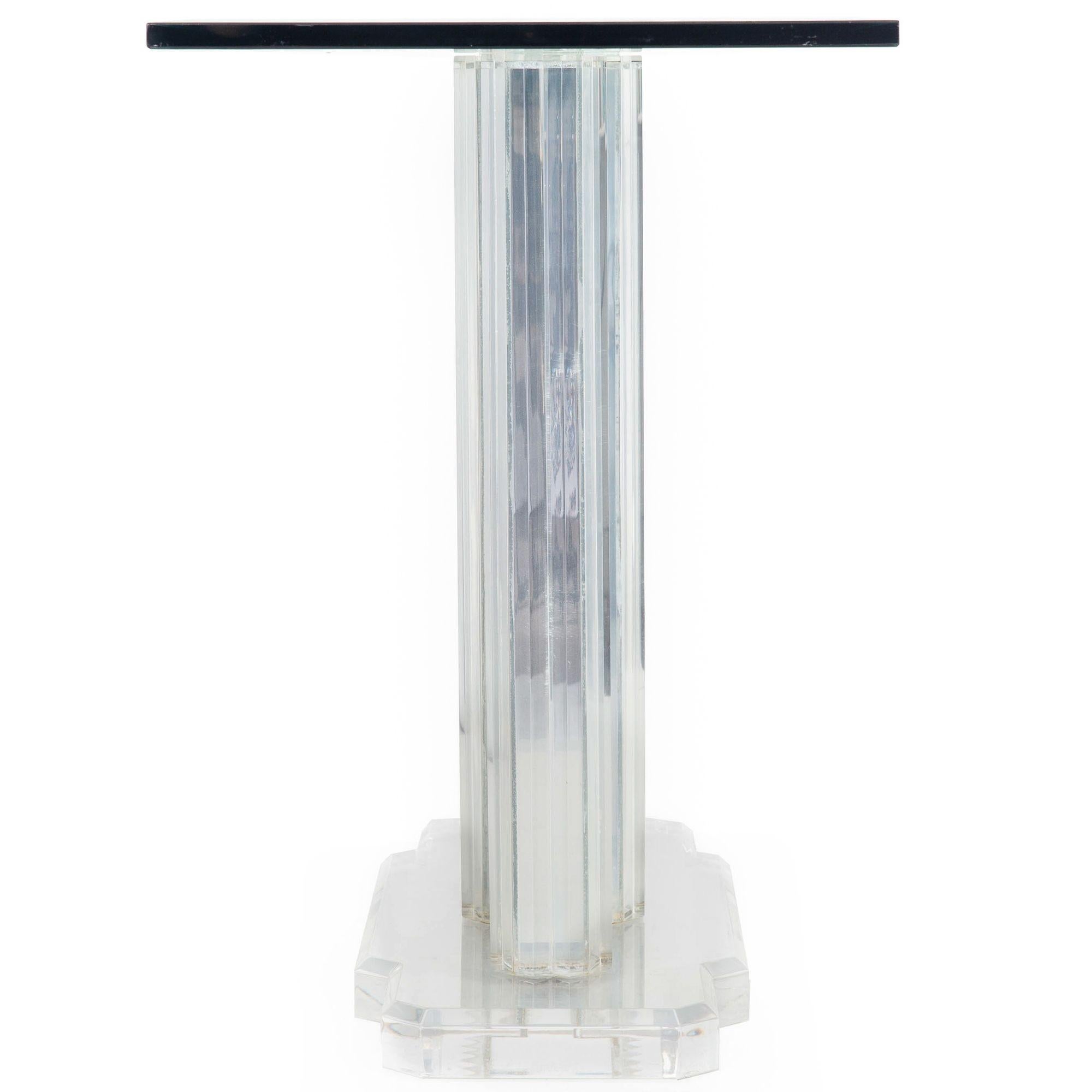 American Vintage Mid-Century Modern Glass and Lucite Skyscraper Console Table For Sale