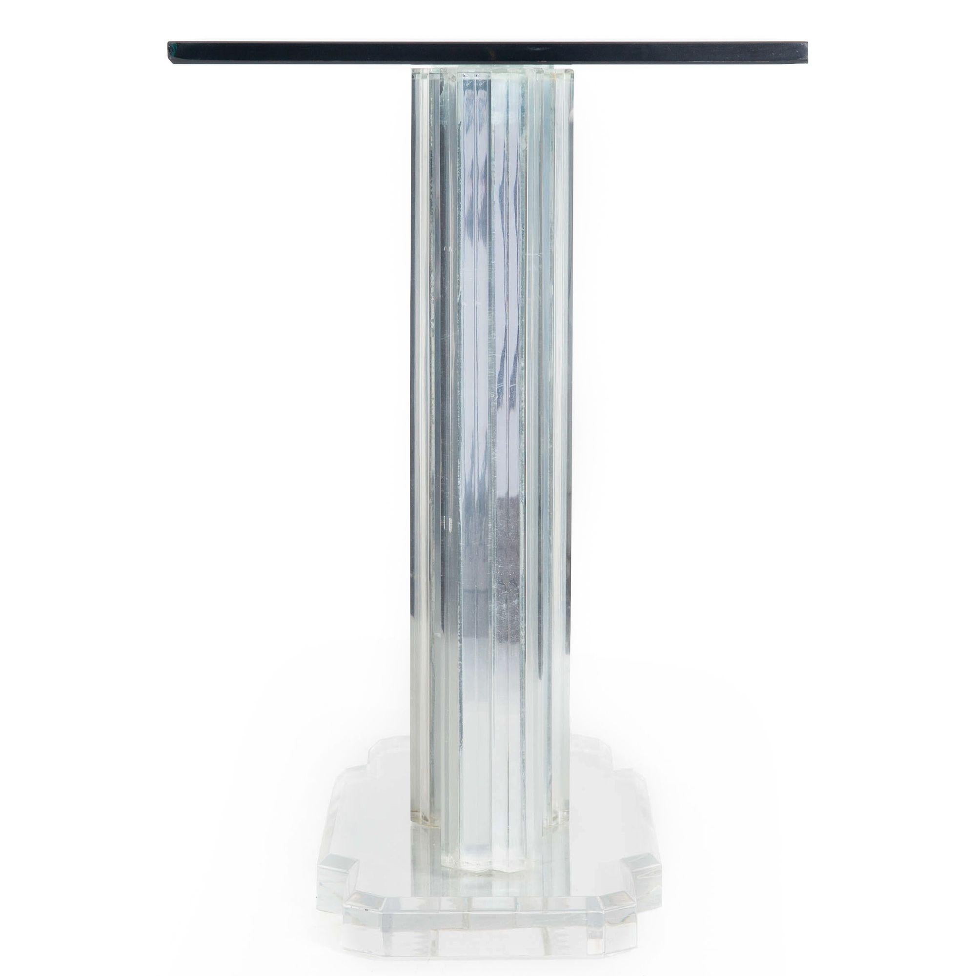 Vintage Mid-Century Modern Glass and Lucite Skyscraper Console Table In Good Condition For Sale In Shippensburg, PA