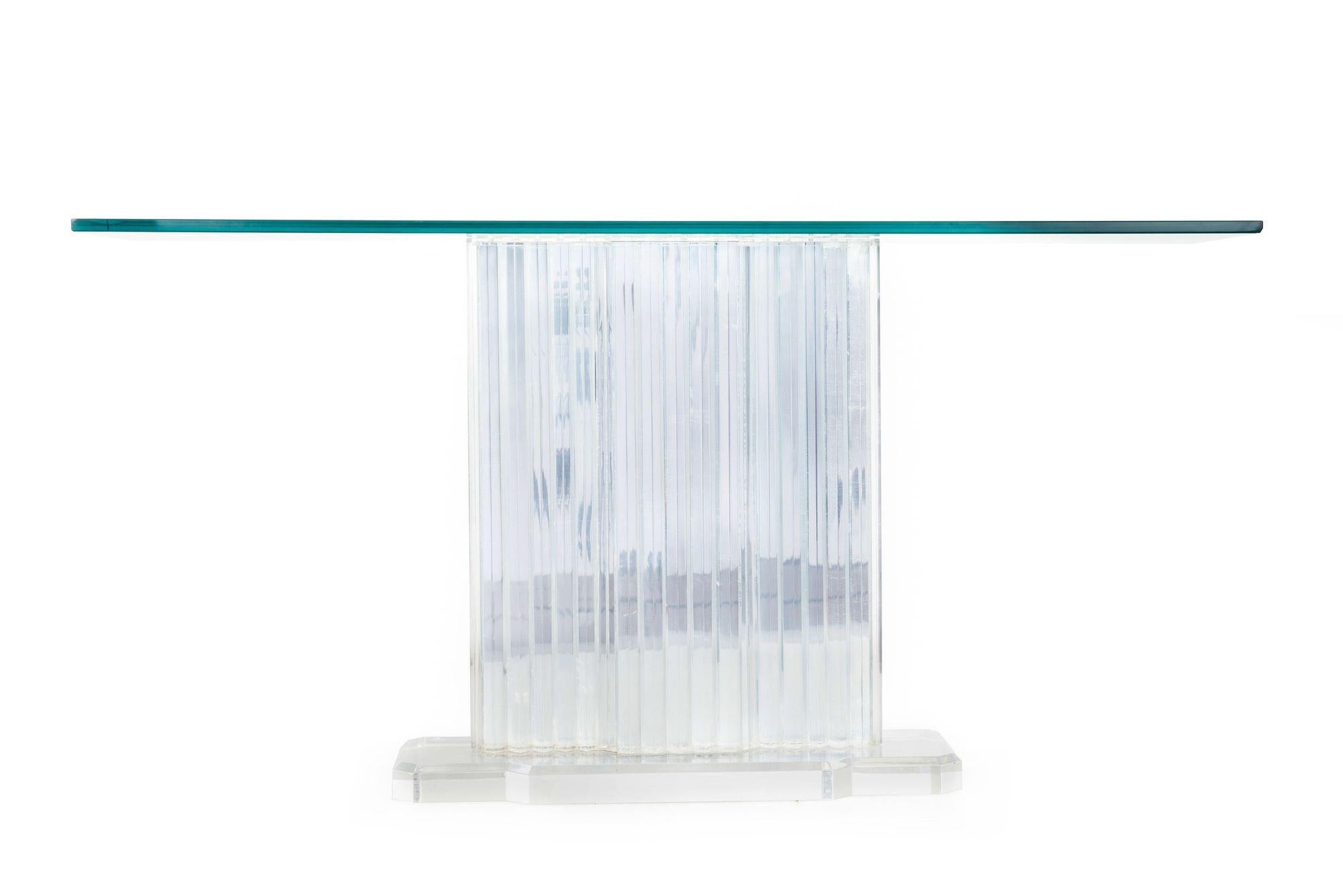 20th Century Vintage Mid-Century Modern Glass and Lucite Skyscraper Console Table For Sale