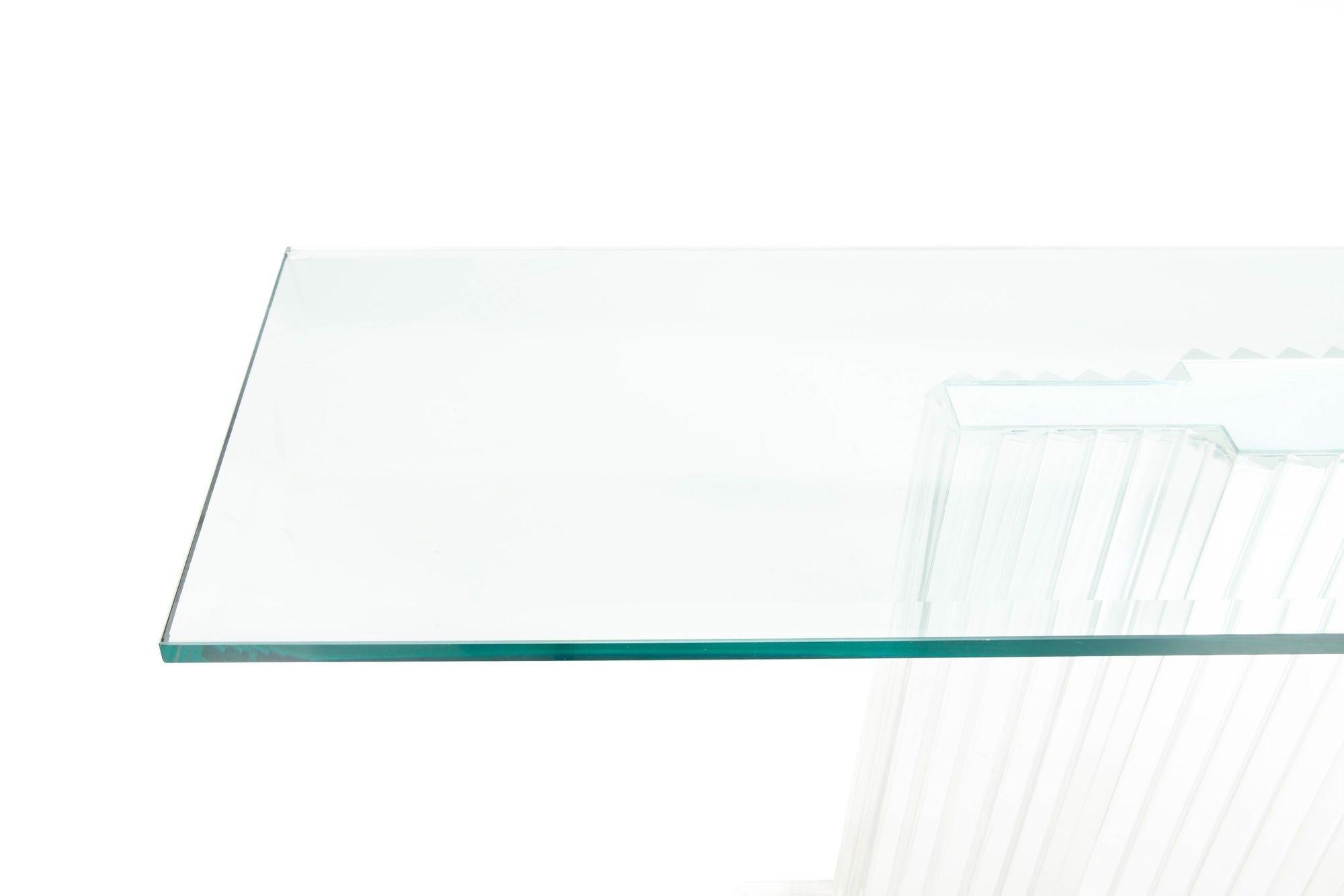 Vintage Mid-Century Modern Glass and Lucite Skyscraper Console Table For Sale 1
