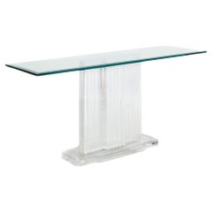 Vintage Mid-Century Modern Glass and Lucite Skyscraper Console Table