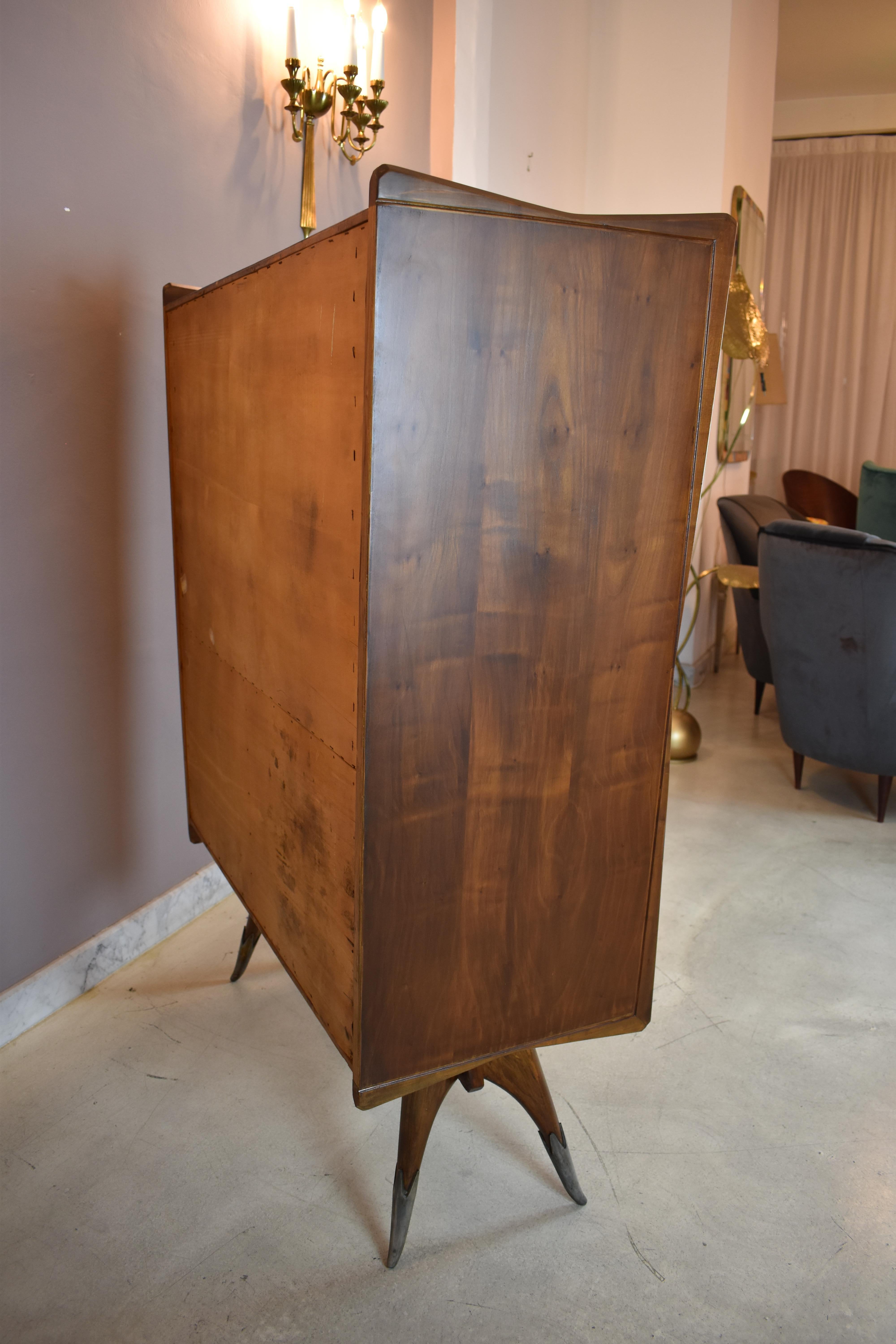 Vintage Mid-Century Modern Glass-Frosted Cabinet, Italy, 1950s For Sale 5