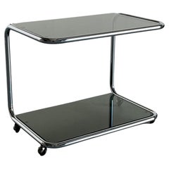 Vintage Mid-Century Modern Glass Serving Trolley or Bar Cart, Italy 1980s