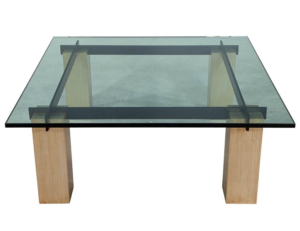 American Vintage Mid-Century Modern Glass Top Coffee Table For Sale