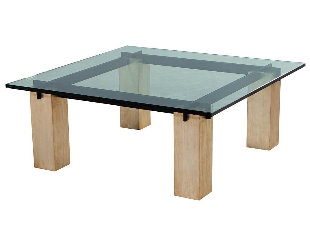 Late 20th Century Vintage Mid-Century Modern Glass Top Coffee Table For Sale