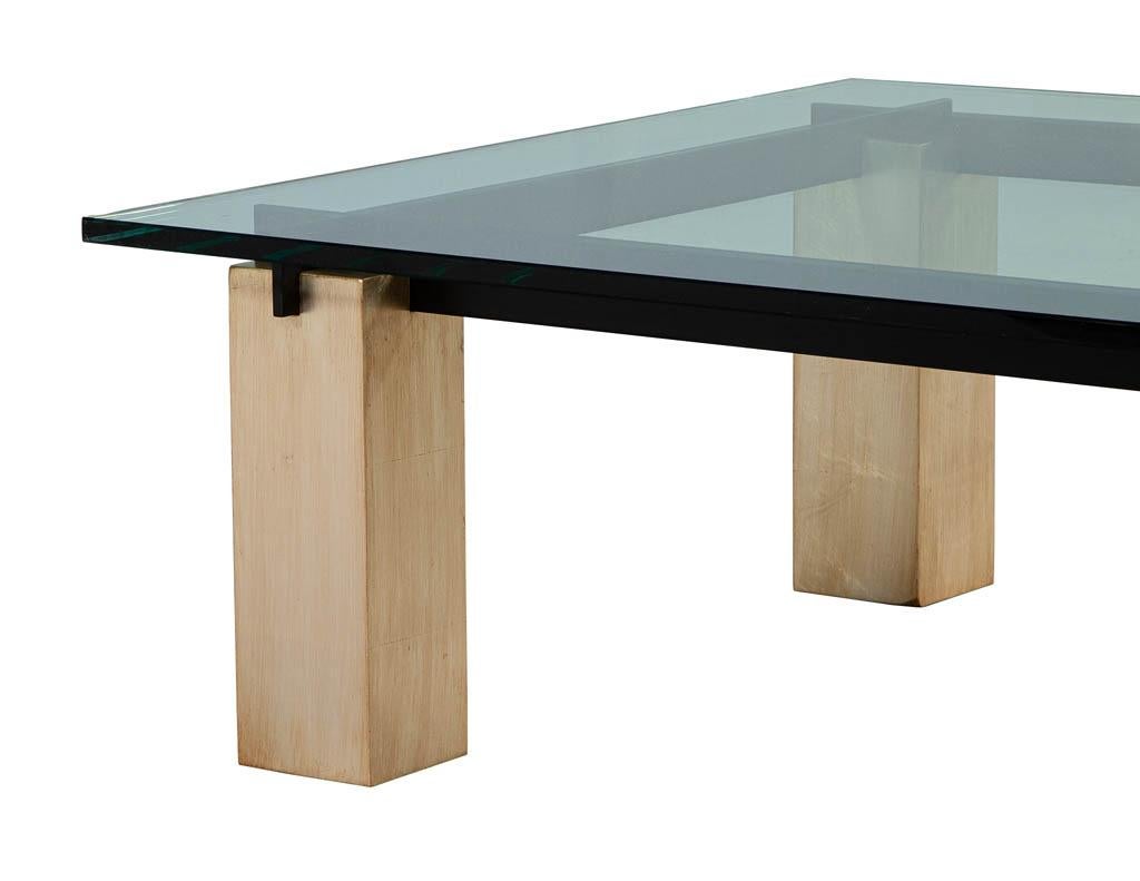 Metal Vintage Mid-Century Modern Glass Top Coffee Table For Sale