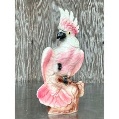 Vintage Mid-Century Modern Glazed Ceramic Cockatoo