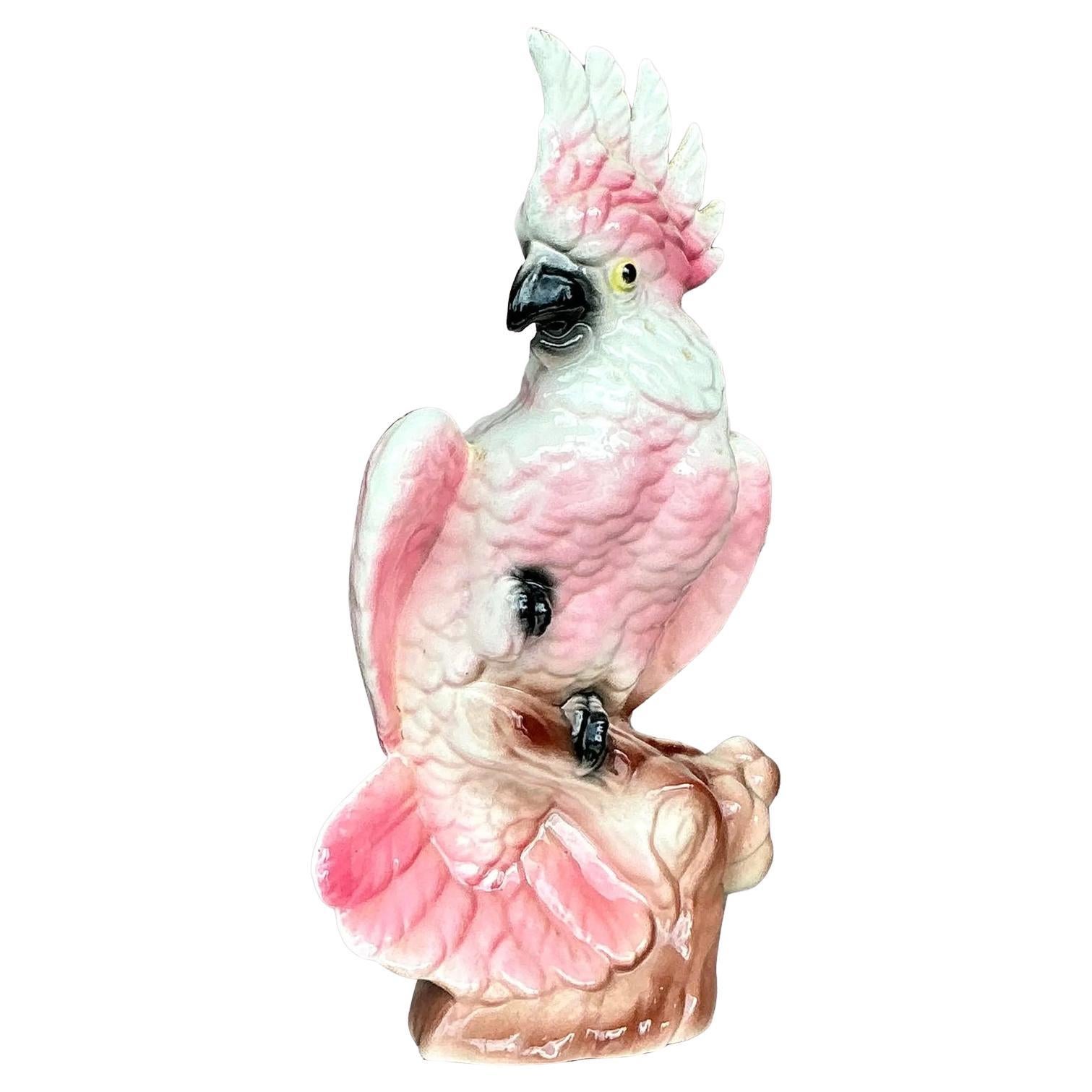 Vintage-Kuckatoo aus glasierter Keramik, Mid-Century Modern
