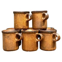 Vintage Mid-Century Modern Glazed Ceramic Coffee Mugs - Set of 8
