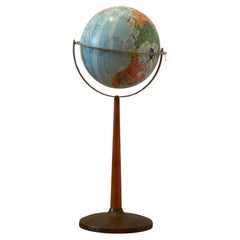 Vintage Mid Century Modern Globe Stand Decor Retro Wood Petal Map World Seattle 