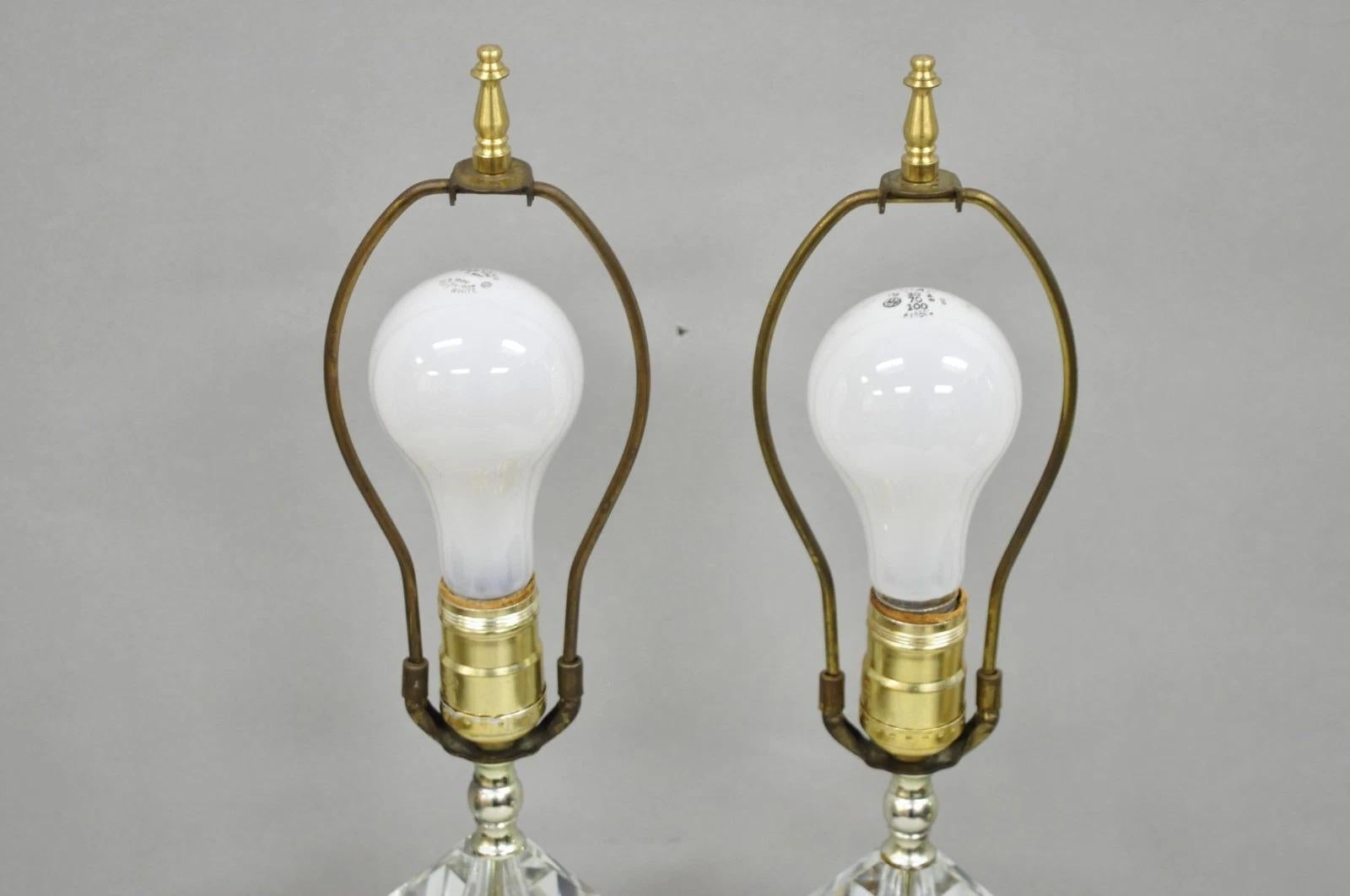 Vintage Mid Century Modern Gold Teardrop Diamond Vanity Table Lamps - a Pair For Sale 4