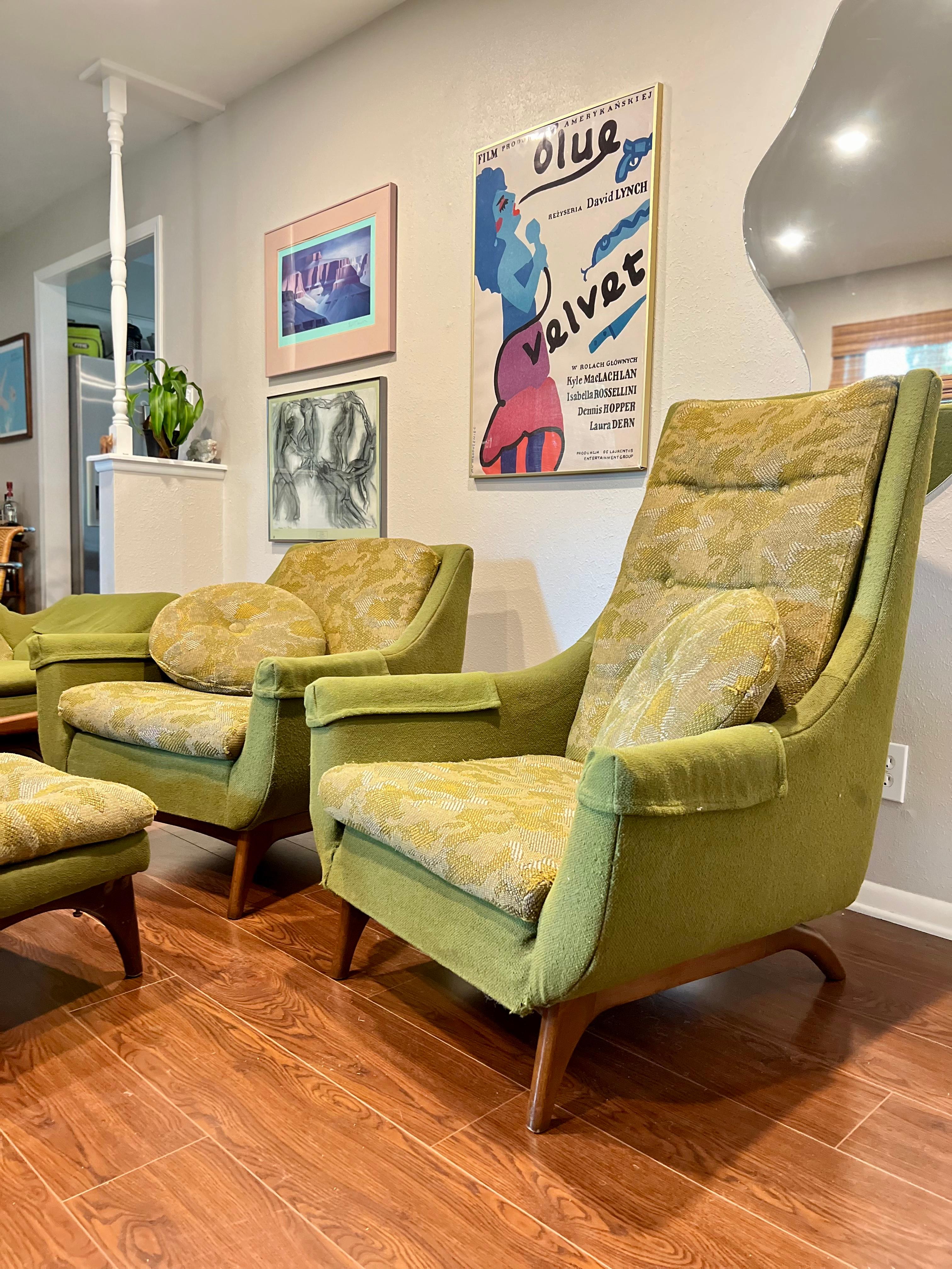 Vintage MidCentury Modern Gondola Adrian Pearsall Style Side Chairs by