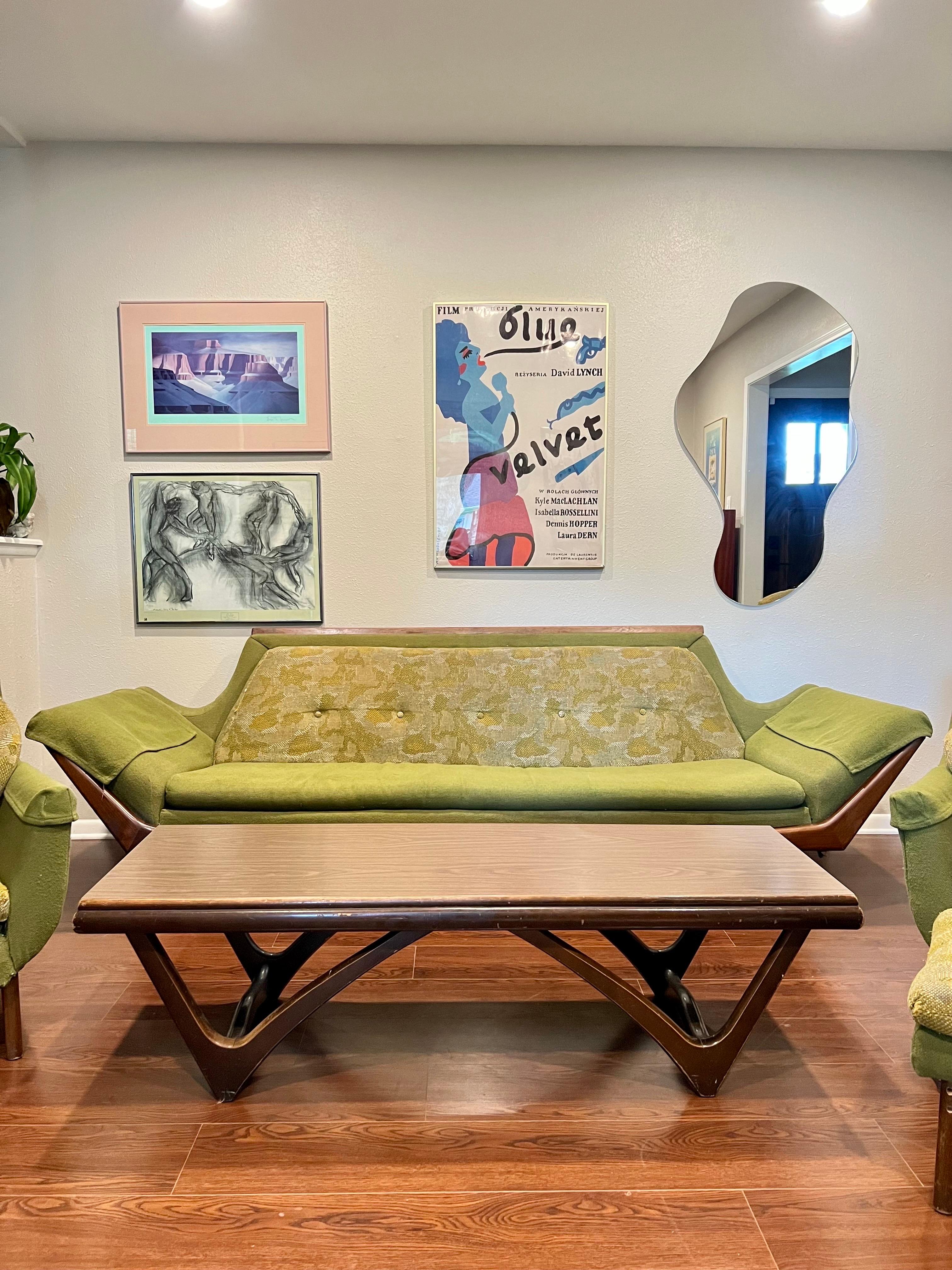 Vintage Mid-Century Modern Gondola Sofa in the Style of Adrian Pearsall by Rowe 1