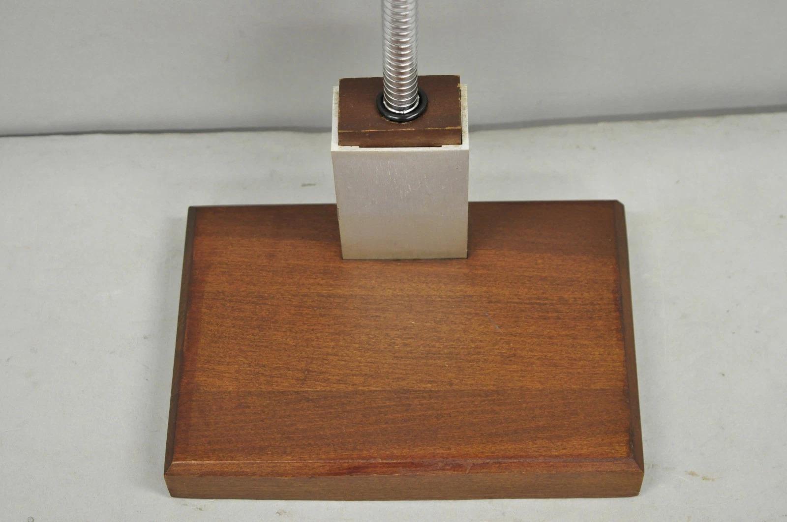 Unknown Vintage Mid Century Modern Gooseneck Walnut Base Brown Mad Men Desk Lamp For Sale