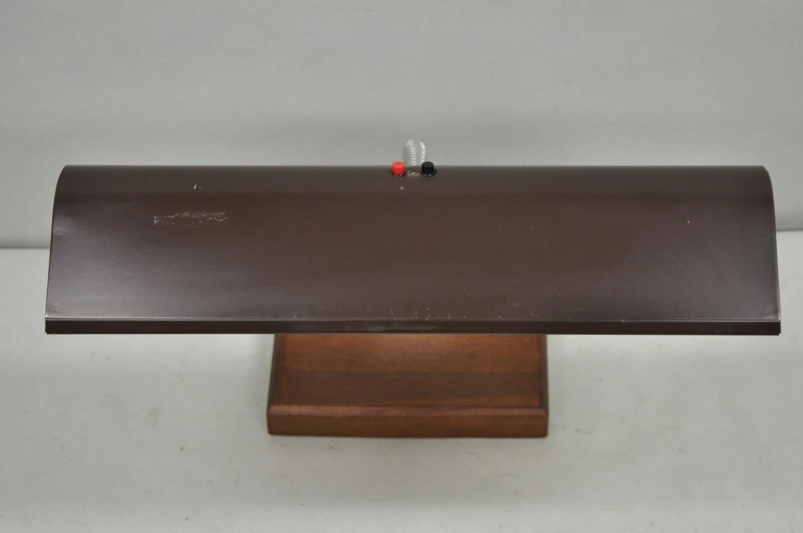 20th Century Vintage Mid Century Modern Gooseneck Walnut Base Brown Mad Men Desk Lamp For Sale