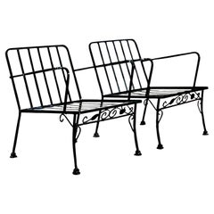 Vintage Mid-Century Modern Grape Vine Wrought Iron Lounge Chairs - A Pair