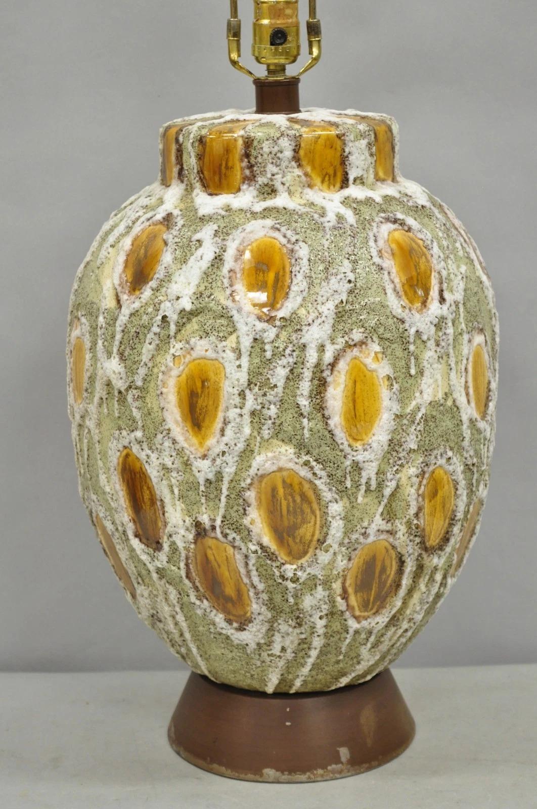 Mid-Century Modern Vintage Mid Century Modern Green Bulbous Ceramic Pottery 
