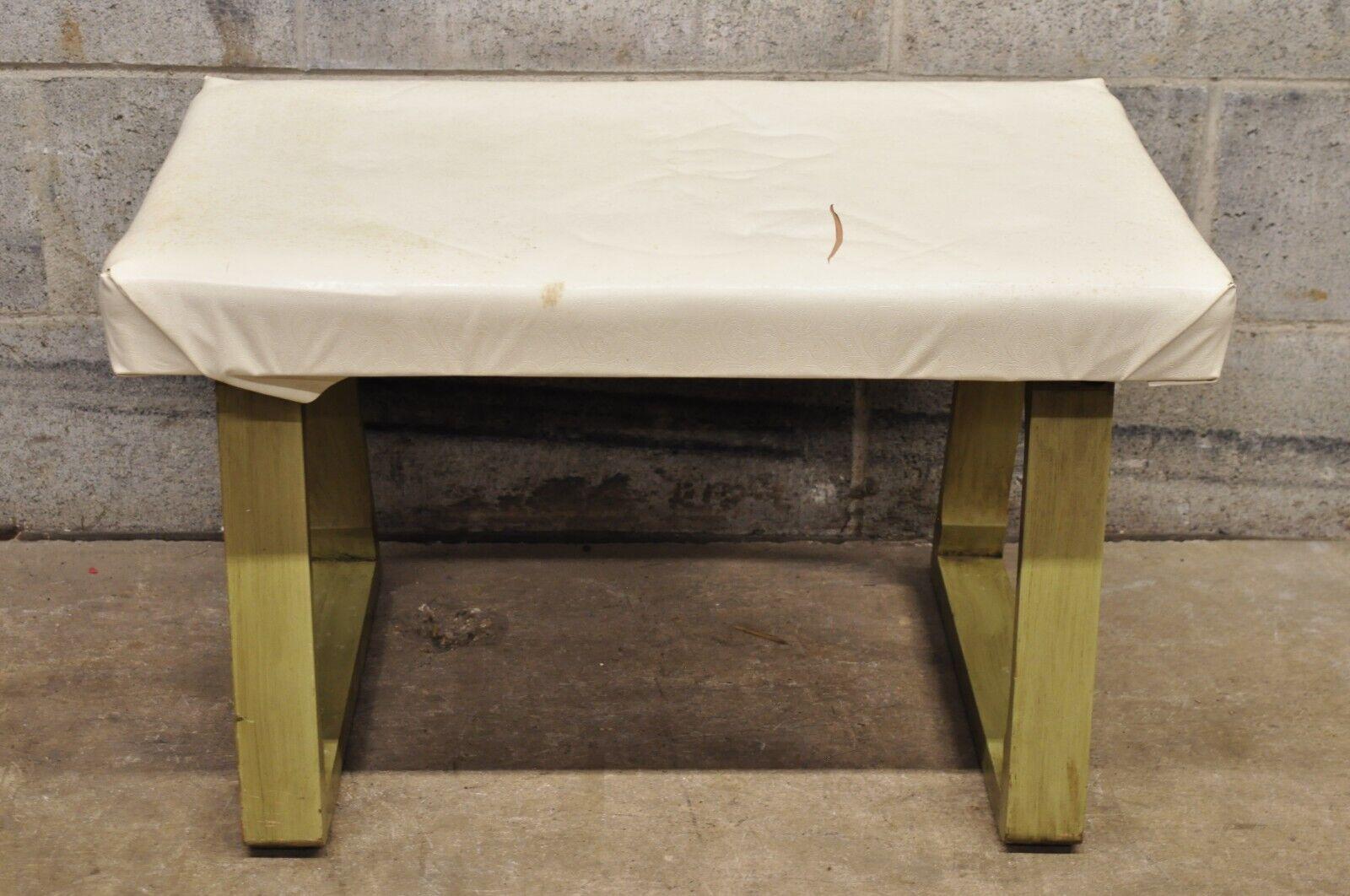 Vintage Mid-Century Modern Green Painted Art Deco Vanity Bench For Sale 4