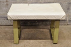 Vintage Mid Century Modern Green Painted Art Deco Vanity Bench Stool Ottoman