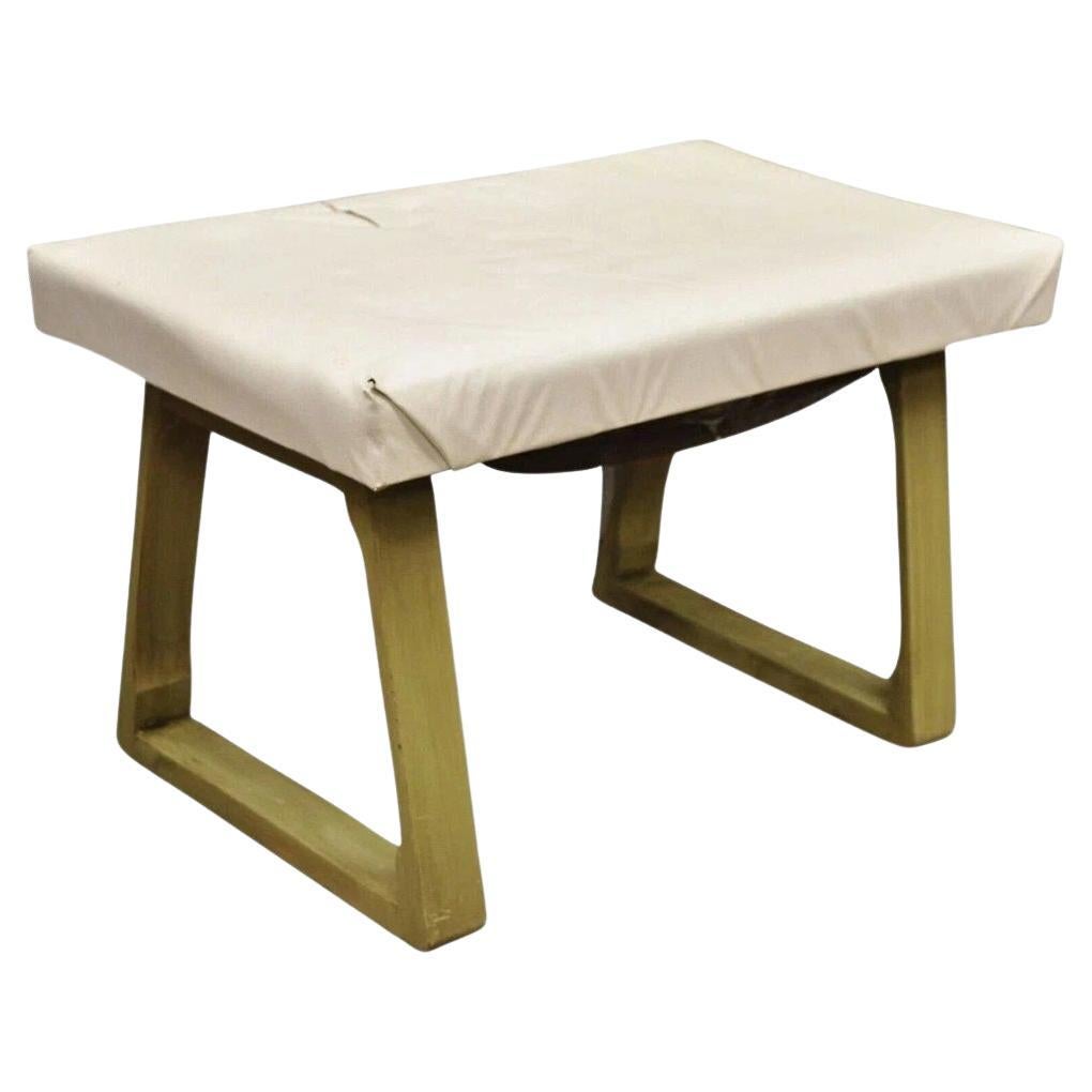 Vintage Mid Century Modern Green Painted Art Deco Vanity Bench Stool Ottoman For Sale