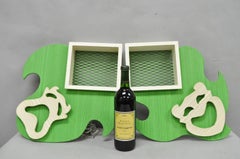 Vintage Mid Century Modern Green Theater Mask Shadowbox Wall Pocket Shelf - Pair
