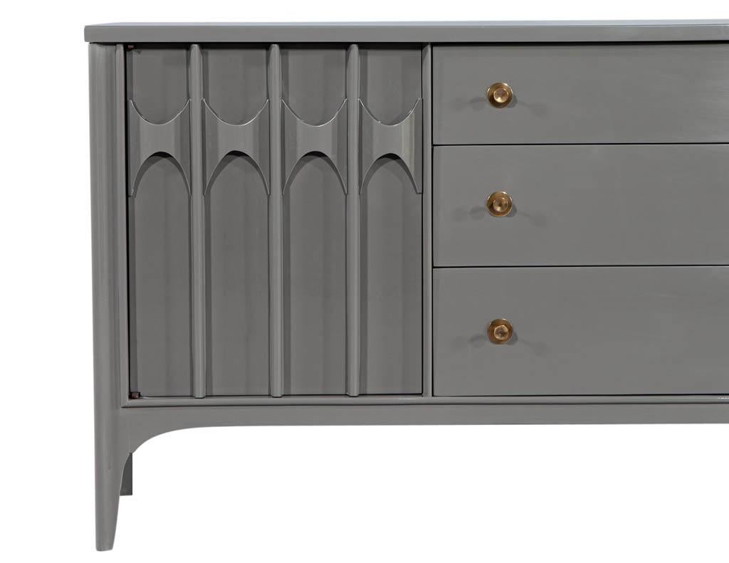 Vintage Mid-Century Modern Grey Lacquered Buffet Sideboard 2