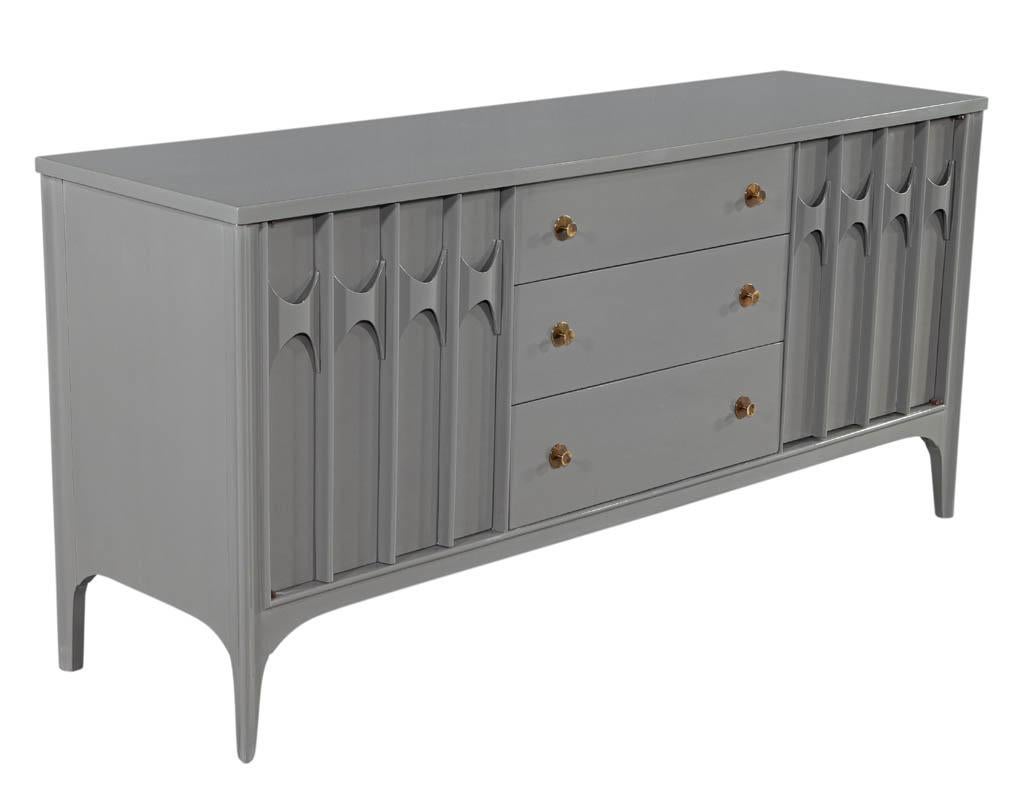 Vintage Mid-Century Modern Grey Lacquered Buffet Sideboard 4