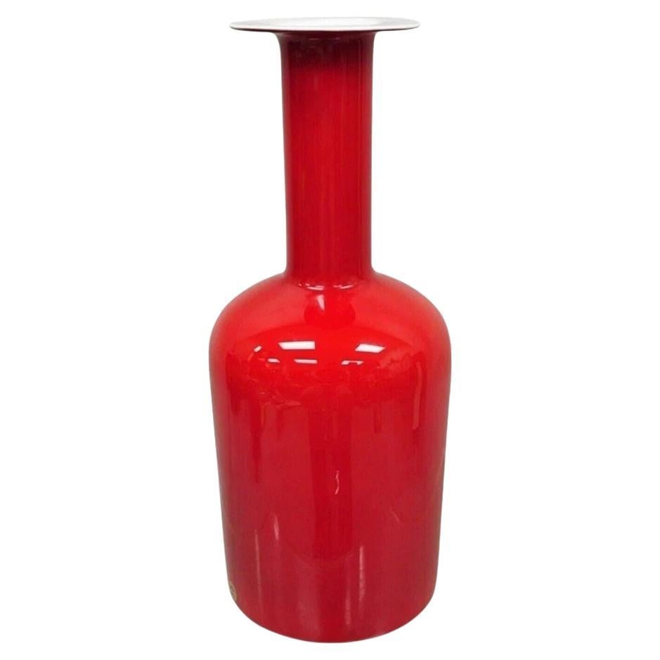 Vintage Mid Century Modern Gulvase by Otto Brauer Holmegaard Red Art Glass Vase