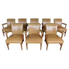 Retro Mid-Century Modern Gunlocke Leather Conference Office Chairs Set of, 8