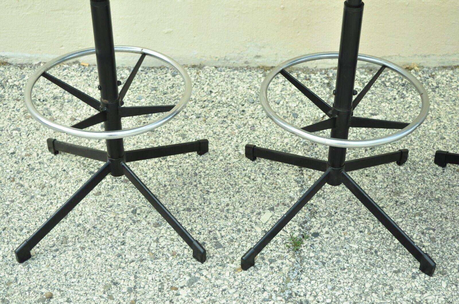 Vintage Mid-Century Modern Hamilton Cosco Blue Vinyl Metal Bar Stool, Set of 4 In Good Condition In Philadelphia, PA