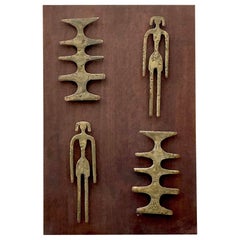 Vintage-Wandskulptur aus gehämmerter Bronze in Form einer Wandskulptur, Mid-Century Modern