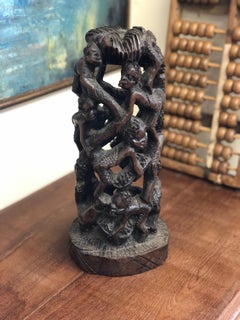 Vintage Mid Century Modern Hand-Carved Abstract Tower