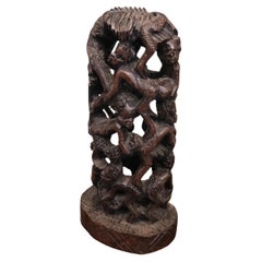 Vintage Mid Century Modern Hand-Carved Abstract Tower