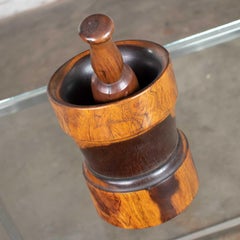 Vintage Mid-Century Modern Hand Turned Wood Mortar and Pestle 1950