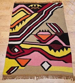 Vintage Mid Century Modern Hand Woven Tapestry Wall Art