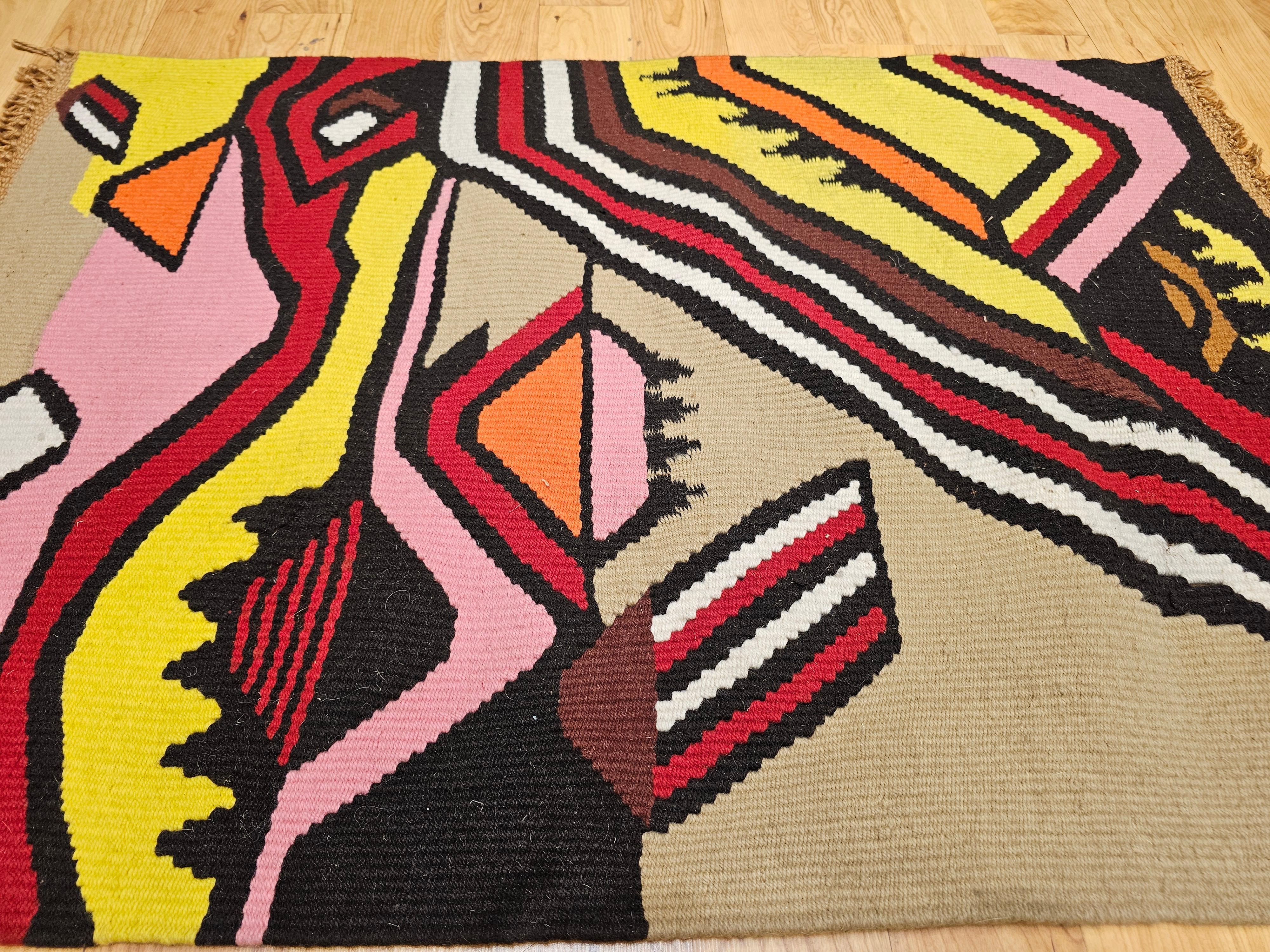 Mid-Century moderno Vintage Mid Century Modern, arazzo tessuto a mano, arte da muro in vendita