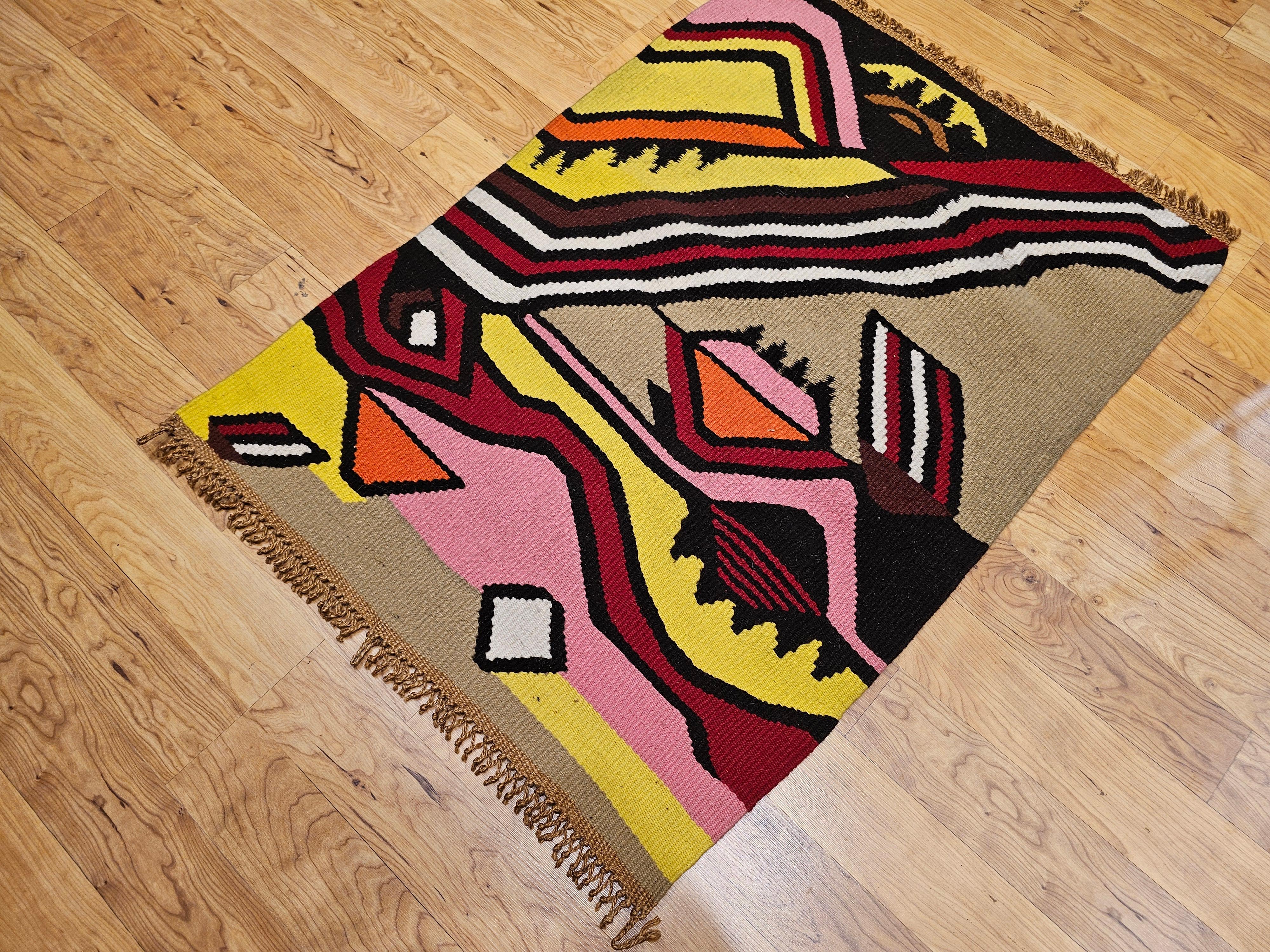 Vintage Mid Century Modern, arazzo tessuto a mano, arte da muro in vendita 1